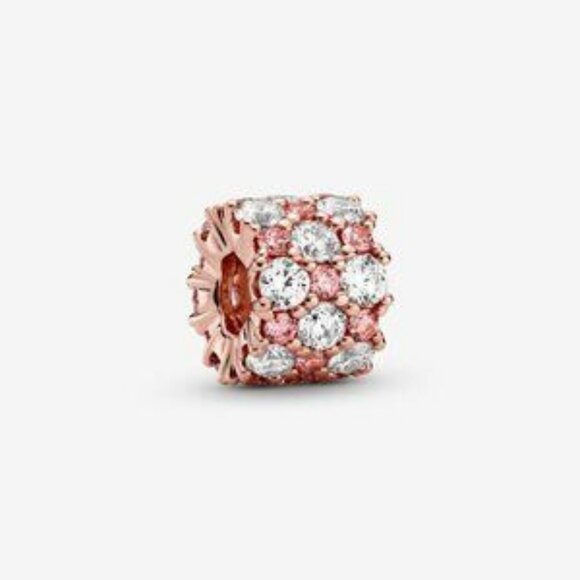 14k Rose gold-plated charm with clear and fancy fairy tale pink cubic zirconia - Picture 1 of 7